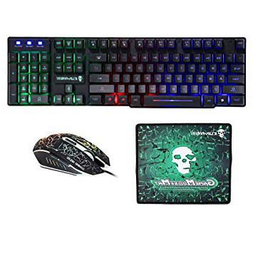 Lanker 3-En-1 Pack de Teclado, Ratón y Alfombrilla De Ratón para Gamers - USB Cableado, Teclado de Sensación Mecánica y Cambio de Color del Ratón Retroiluminado para Trabajar O Jugar