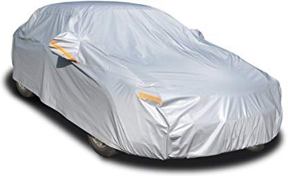 Kayme Cuatro Capas Impermeables Fundas para Coche Todo Clima con Cremallera de Algodón para el Sol y Protección contra la Lluvia (490x185x150CM)
