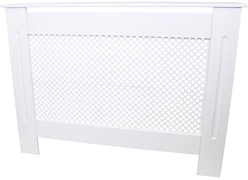 MonsterShop Cubierta de radiador de Madera MDF Pintada en Color Blanco con Rejilla enrejada Moderna para calefacción de Muebles de hogar de 1115 mm