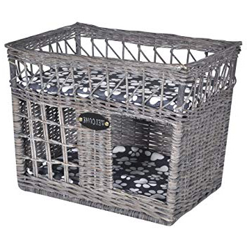 Festnight Casita Cama Rascador de Mimbre para Gato con Cojín Forma Cuadrada 46 x 32 x 36 cm