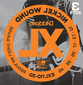 D'Addario EXL110-3D - Juego de cuerdas para guitarra eléctrica de acero y níquel (pack 3 juegos)