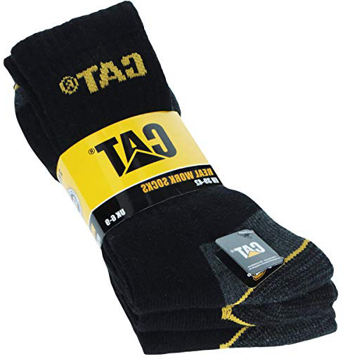 3 Pares Calcetines CAT CATPERILLAR de trabajo para hombres reforzados en el talón y la punta, excelente calidad de Algodón