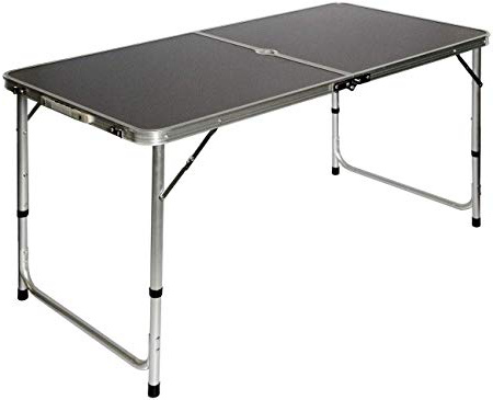 AMANKA Mesa para Acampada 120x60x70cm de Aluminio Plegable portátil como si Fuera un maletín Altura Regulable para pícnic Camping Gris Oscuro
