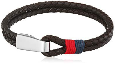 Tommy Hilfiger 270067 - pulsera para hombre, estilo casual, cuero y acero inoxidable, 22 cm