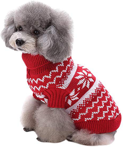 PassMe Ropa para Perros Mascotas Suéter Prednda de Punto Cuello Alto Chaqueta Abrigo Cálido Invierno Otoño Costume Navidad