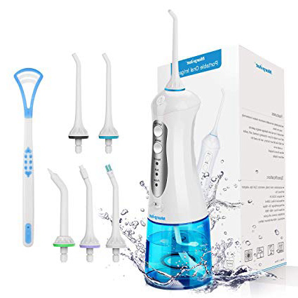 Irrigador Dental Profesional Portátil 300ml, Irrigador Bucal Recargable Impermeable IPX7 y 3 Modos Irrigador Dental de Viaje 4 Recambios Accesorios de Irrigadores Dentales Morpilot Water Flosser