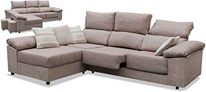 Muebles Baratos Sofá con Chaise Longue, 2 Pufs de Regalo, Tejido Antimanchas, Tela desenfundable ref-04