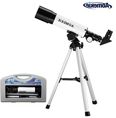 Aomekie Telescopio para Niños 50/360 Telescopio Refractor Astronomico con Trípode Maleta y Ocular Erecto 1.5X (F36050 with Suitcase)