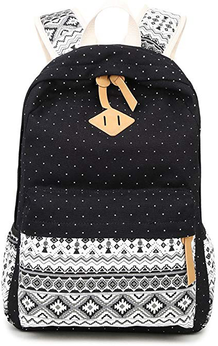 LaTEC Mochila de Lona Casual, Mochila de Viaje, Mochila Escolar para Chicas (Negro)