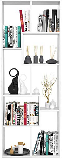 Homfa Estantería Librería Estantería de Pared Estantería para Libros Estantería Almacenaje con 8 Compartimentos Blanco 60X24X160cm
