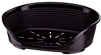 Ferplast Cama de plástico para Perros y Gatos Siesta Deluxe 10, Cesta para Animales, Fondo Perforado, Antideslizante, Cómodo Apoyo para el mentón, 93,5 x 68 x h 28,5 cm Negro
