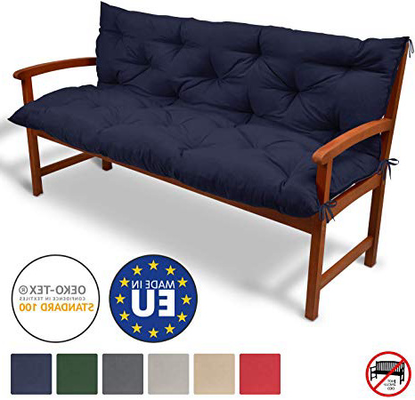 Beautissu Flair BR - Colchón, Respaldo, cojín de Bancos de jardín, terraza o balcón - 150x50x50cm Azul Marino - más Colores y tamaños a Elegir