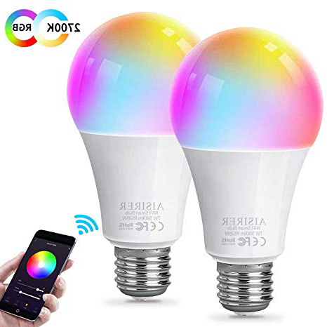 AISIRER Bombilla Inteligente Bombilla WiFi LED Blanco Suave 2700K+ RGBW Multicolor Compatible con Amazon Alexa Echo,Echo Dot Google Home No se requiere hub Regulable E27 7W 580LM (paquete de 2)