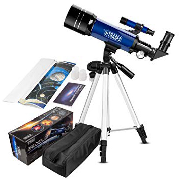 Telescopio Astronómico para niños principiantes, 70/360 con ampliación ampliación de 51- 128x. Telescopio portable con trípode ajustable