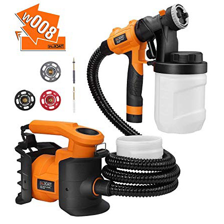 Pistola de Pintura 800 W, Tacklife SGP16AC Pistola de Pulverización Pintura, Flujo de Pulverización 1100ml/min, 3 Boquillas de Cobre: 1.0 2.0 2.5 mm, 3 Modos de Pulverizar, 2x 1200 ml Recipiente