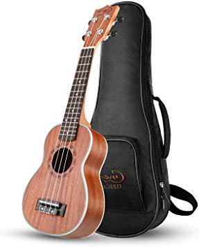 Hricane UKS-1 Ukelele Soprano en Cuerpo y cuello de Sapele de 21 pulgadas, con funda y correa de gran protección para transportar
