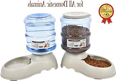 YGJT Comederos Automáticos de Alimentos/Fuente de Agua Automática para Perros Gatos y Mascotas- 2 Piezas- 3.75L Cuenco Accesorio Dispensador para Mascotas (sin Necesidad de Batería)