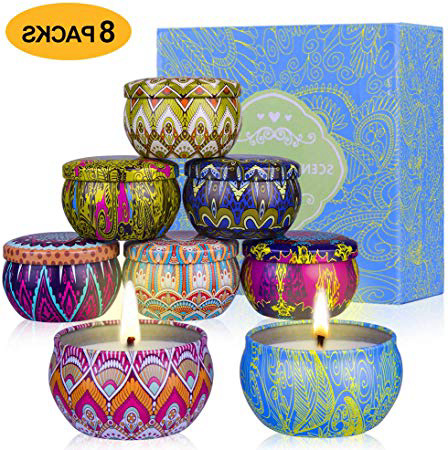 SUPERSUN 8 Velas Perfumadas, Velas Aromaticas de Vainilla Rosa, Velas Decoración 120-160 Horas para Baño, Yoga, SPA, Relajación y Alivio de Estrés, para Madre, Esposa, Novia
