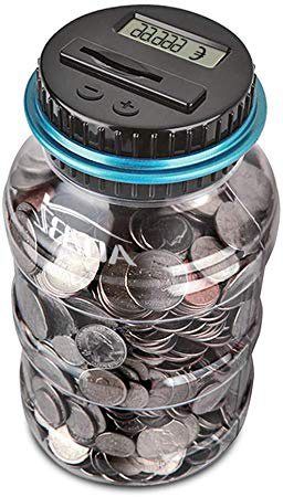 AOZBZ Contador Digital de Hucha per EUR, Automático Moneda Contando Caja de Dinero para Niños y Adultos, Banco de Dinero Seguro Moneda de Ahorro de Contenedores de Pote Pantalla LCD y Gran Capacid
