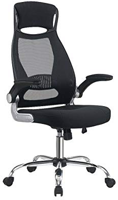 IntimaTe WM Heart Braccioli Pieghevoli Silla de Oficina giratoria con Respaldo Alto, ergonómica, inclinación, reposabrazos Plegables, Color Negro N03C, Tela, Poltrona Girevole Schienale