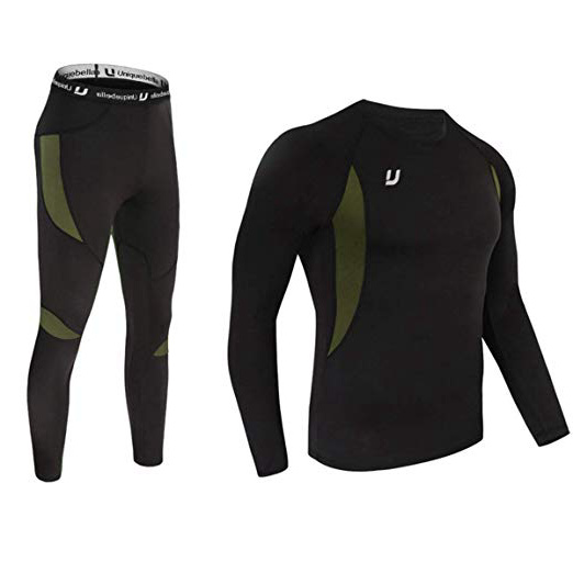 UNIQUEBELLA Suit Esquí Térmica Ropa Interior Térmica Manga Larga Camiseta + Térmica Pantalones Largos, Deportes de Invierno, Conjuntos térmicos para Hombre