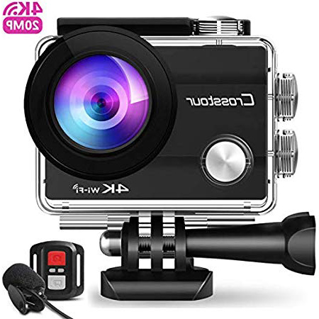 Crosstour CT8500 Mejorada Cámara Deportiva 4K Wi-Fi 20MP(Micrófono Externo y Control Remoto, 40M Camara Acuatica Impermeable, Funciones EIS Anti-Vibración y Slow Motion)