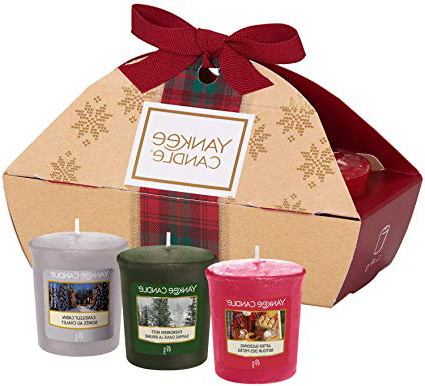 Yankee Candle Set de Regalo con 3 Velas Votivas Aromáticas, Colección Alpine Christmas, Estuche de Regalo Navideño