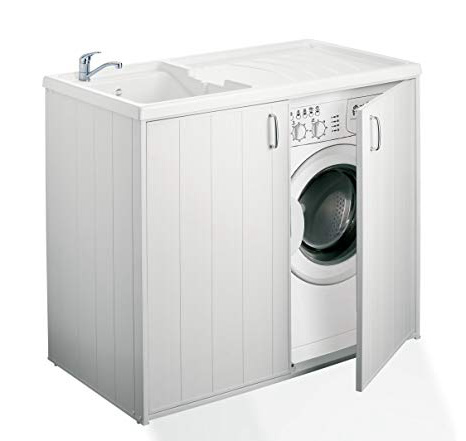 Negrari - 6008s Cubierta móvil y de lavado reversible, resina, blanco, de 109 x 60 x 94 cm