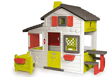 Smoby-310209 Casa Friends, Color Blanco, Verde y Gris, 149.9 x 84.8 x 39.9 (310209