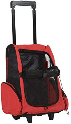 Transportin Carrito Perro 2 en 1 Mochila Carrito 35x27x49 cm Mascotas Perro Gato Rojo
