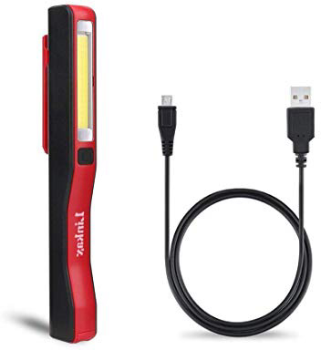 Linkax Linterna de trabajo LED recargable 2 en 1 Luz de trabajo recargable COB Linterna trabajo lámpara de inspección con clip magnético