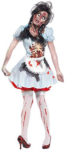 Smiffys Disfraz de Chica Zombi de Kansas, con Vestido, Dibujo de látex en el Pecho y del