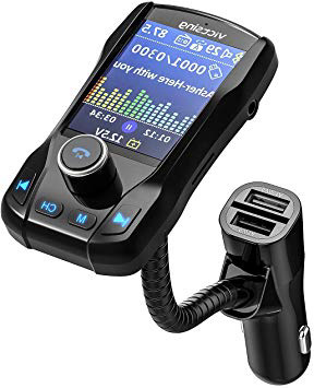 VicTsing Manos Libres Transmisor FM Bluetooth Coche,3 Puerto USB Cargador Adaptador de Radio Reproductor MP3 Coche Pantalla en Color TFT de 1.8 Pulgadas,Soporte Entrada AUX, USB Flash Drive,Tarjeta TF