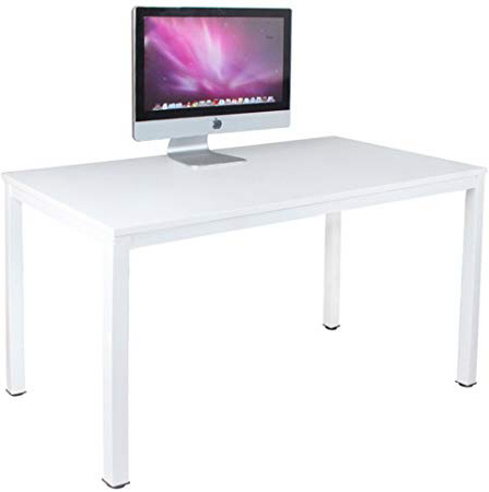 DlandHome Escritorios Mesa de Ordenador 120x60cm Escritorio de Oficina Mesa de Estudio Puesto de Trabajo Mesa de Despacho, Blanco