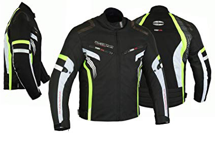 MBSmoto MJ22 Max Motocicleta Motocicleta Corta Textile Touring Jacket (Amarillo, 5XL)