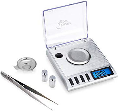 Smart Weigh GEM20 Báscula para miligramos digital de alta precisión 20x0.001g ideal para pesar gemas, joyas y otros objetos preciosos (plata)