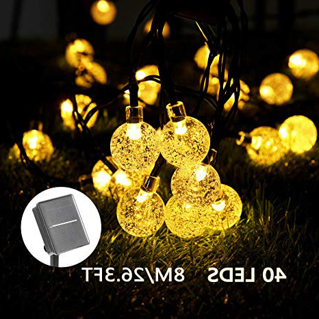 Solar Luces Decorativas 40 LED 8M/26.3FT Impermeable Solar Bola de Cristal Luz Decorativa Luces Exterior Solar Cadena Solar de Luces para Jardín Festival Árbol de Navidad Fiesta Boda (Blanco Cálido)