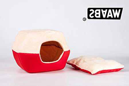 WAABS Premium Cueva de calidad superior para gato y perro | Cesta 2 en 1 en felpa | Cojín suave ofrecido | 40*38*30 cm