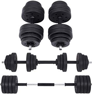 SONGMICS Juego de Mancuernas Ajustables, con Barra Adicional, 20KG, 30 KG, para Hombres y Mujeres, Entrenamiento de Fitness, Levantamiento de Pesas en el Gimnasio de casa - 1 Par