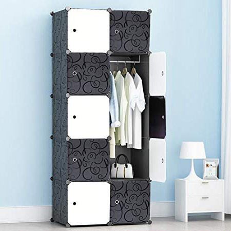 PREMAG Armario portátil para Colgar la Ropa, ropero Combinado, Armario Modular para Ahorrar Espacio, Ideal Organizador de Almacenamiento Cubo para Libros, Juguetes, Toallas (10-Cube)