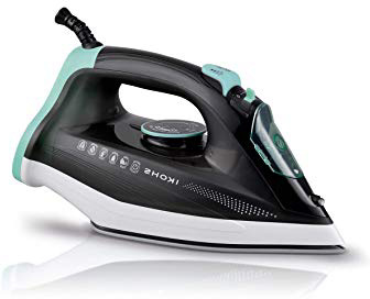 IKOHS Luxor 2600 - Plancha de Vapor 2600 W, 190g Golpe de Vapor, 48g/min Vapor Constante, Revestimiento Ceramic Coat, 23,2x11,8 cm,Color Negro
