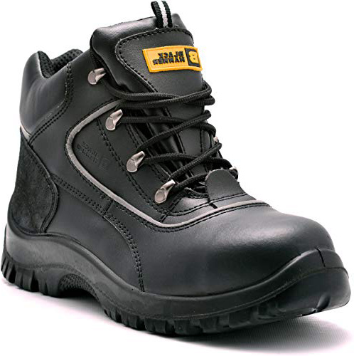 para Hombre de Piel de Botas de Seguridad para Hombre Puntera de Acero de Seguridad Botas de Seguridad S3 Calzado de Trabajo Tobillo Piel Negro Martillo 7752