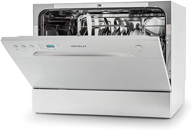 Klarstein Amazonia 6 lavavajillas A+ (1.380 W, 6 cubiertos, 6 programas de limpieza, 49 dB, función Aquastop, cesto para cubiertos y bandeja adicional, programable) - plateado