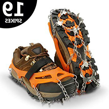 IPSXP Crampones, 19 Dientes Tacos de tracción Nieve y Hielo Tracción para Invierno Deportes Montañismo Escalada Caminar Alpinismo Cámping Acampada Senderismo (M/L/XL)