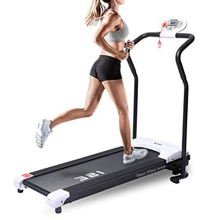 ISE Cinta de Correr Plegable, Eléctrica Motor 750W 10 km/h,Cintas para Andar con 4 Programas & Pantalla LED & Ruedas de Transporte, Ahorro de Espacio para Oficina/Casa, Máx. 120 kg,SY-1001