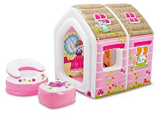 Intex - Casita hinchable y sillón y puf, 124 x 109 x 122 cm (48635NP)