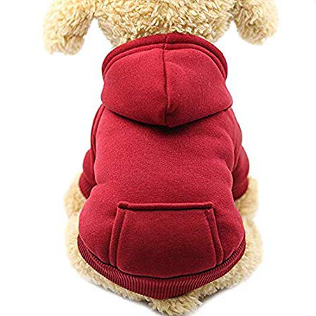 Idepet Perro Gato Sudadera con Capucha Mascota Cálido Abrigo de Invierno Ropa de algodón para Perros con Bolsillo Exterior para Perros pequeños