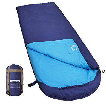 SONGMICS Saco de Dormir con Capucha para 7-15°C, Ligero y Portátil, con Saco de Compresión, para 3 Estaciones de Viaje, Camping, Senderismo, Mochilero, Actividades al Aire Libre