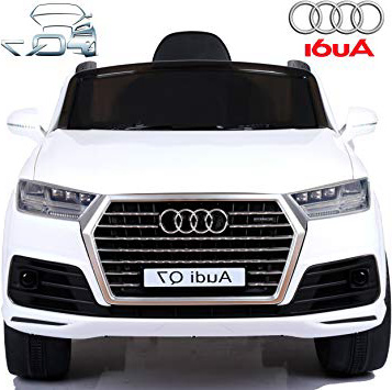 BabyCoches - Coche eléctrico para niños Audi Q7, LICENCIA OFICIAL, 12V, mando parental 2.4Ghz, RUEDAS DE CAUCHO, ASIENTO ACOLCHADO Y EN POLIPIEL, Sistema audio FM, MP3 y SD, vehículo con SUSPENSIÓN
