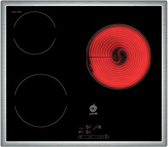 Balay 3EB714XR - Placa de cocina vitrocerámica de 60 cm de ancho, marco de acero inoxidable, 3 zonas de cocción, control táctil, color negro